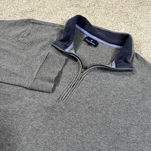 Brooks Brothers Pullover Men XL Gray 1/4 Zip Cotton Knit Sweatshirt Casual Logo